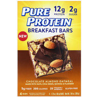 Pure Protein, Breakfast Bars, Chocolate Almond Oatmeal, 4 Bars, 1.76 oz (50 g) Each