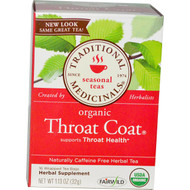 3 PACK of Traditional Medicinals, Seasonal Teas, Organic Throat Coat, Naturally Caffeine Free, 16 Wrapped Tea Bags, 1.13 oz (32 g)