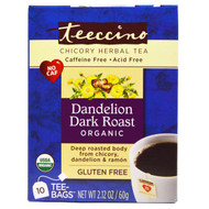 3 PACK OF Teeccino, Chicory Herbal Tea, Dandelion Dark Roast, Organic, Caffeine Free, 10 Tee-Bags, 2.12 oz (60 g)