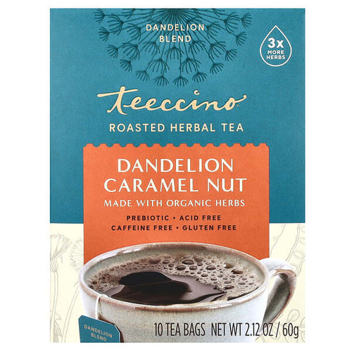 <img alt="Teeccino, Roasted Herbal Tea, Dandelion Caramel Nut, Caffeine Free, 10 Tea Bags, 2.12 oz (60 g)" title="Teeccino, Roasted Herbal Tea, Dandelion Caramel Nut, Caffeine Free, 10 Tea Bags, 2.12 oz (60 g),795239432202"