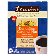 3 PACK of Teeccino, Chicory Herbal Tea, Dandelion Caramel Nut, Caffeine Free, 10 Tee Bags, 2.12 oz (60 g)