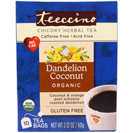 3 PACK of Teeccino Organic Chicory Herbal Tea Gluten Free Dandelion Coconut -- 10 Tea Bags