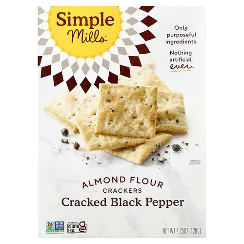 <img alt="Simple Mills, Almond Flour Crackers, Cracked Black Pepper, 4.25 oz (120 g)" title="Simple Mills, Almond Flour Crackers, Cracked Black Pepper, 4.25 oz (120 g),856069005308"