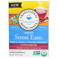 Traditional Medicinals, Relaxation Teas, Stress Ease, Organic, Naturally Caffeine Free, Cinnamon, 16 Wrapped Tea Bags, .85 oz (24 g) (Discontinued Item)