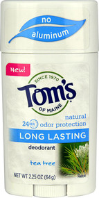 3 PACK of Toms of Maine Natural Long Lasting Deodorant Tea Tree -- 2.25 oz