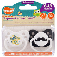 Ulubulu, Expression Pacifiers, Mommas Boy, Mustache, 6-18 Months , 2 Pacifiers