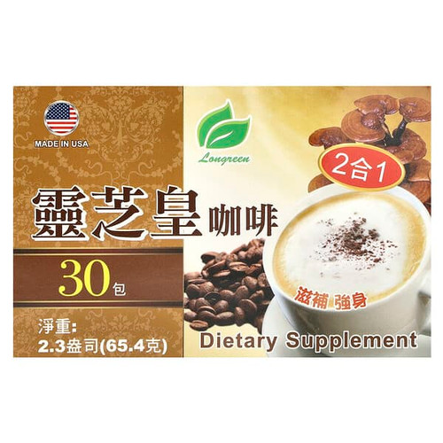 <img alt="Longreen, 2 in 1 Reishi Coffee, 30 Bags, 2.3 oz (65.4 g) Each" title="Longreen, 2 in 1 Reishi Coffee, 30 Bags, 2.3 oz (65.4 g) Each,8936630021806"