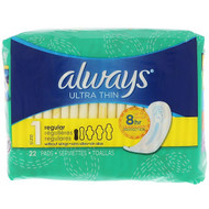 Always, Ultra Thin, Size 1, Regular, 22 Pads