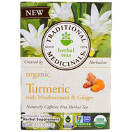 3 PACK OF Traditional Medicinals, Organic Turmeric with Meadowsweet & Ginger , 16 Wrapped Tea Bags, 1.13 oz (32 g)