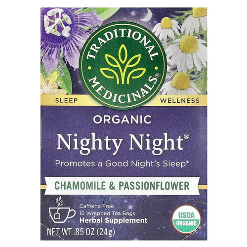 <img alt="Traditional Medicinals, Organic Nighty Night, Chamomile & Passionflower, Caffeine Free, 16 Wrapped Tea Bags, 0.85 oz (24 g)" title="Traditional Medicinals, Organic Nighty Night, Chamomile & Passionflower, Caffeine Free, 16 Wrapped Tea Bags, 0.85 oz (24 g),032917000323"