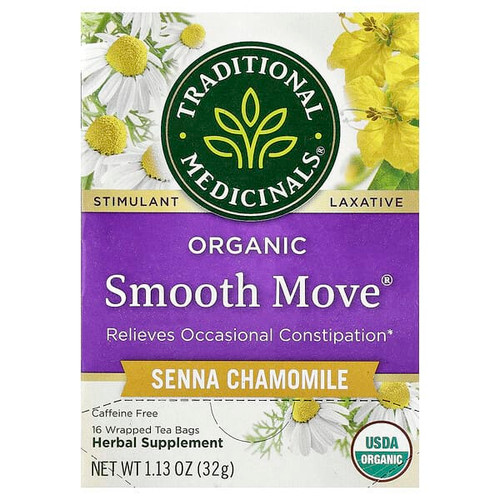 <img alt="Traditional Medicinals, Organic Smooth Move, Senna Chamomile, Caffeine Free, 16 Wrapped Tea Bags, 1.13 oz (32 g)" title="Traditional Medicinals, Organic Smooth Move, Senna Chamomile, Caffeine Free, 16 Wrapped Tea Bags, 1.13 oz (32 g),032917002013"