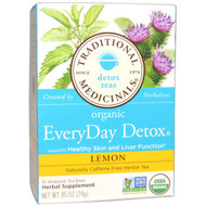 Traditional Medicinals, Detox Teas, Organic EveryDay, Lemon, Naturally Caffeine Free, 16 Wrapped Tea Bags, .85 oz (24 g) (Discontinued Item)