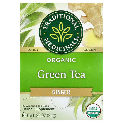<img alt="Traditional Medicinals, Organic Green Tea, Ginger, 16 Wrapped Tea Bags, 0.85 oz (24 g)" title="Traditional Medicinals, Organic Green Tea, Ginger, 16 Wrapped Tea Bags, 0.85 oz (24 g),032917001498"
