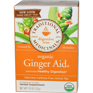 3 PACK OF Traditional Medicinals, Digestive Teas, Organic Ginger Aid, Naturally Caffeine Free, 16 Wrapped Tea Bags, 1.13 oz (32 g)
