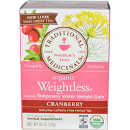 3 PACK OF Traditional Medicinals, Womens Teas, Organic Weightless, Naturally Caffeine Free Herbal Tea, Cranberry, 16 Wrapped Tea Bags, .85 oz (24 g)