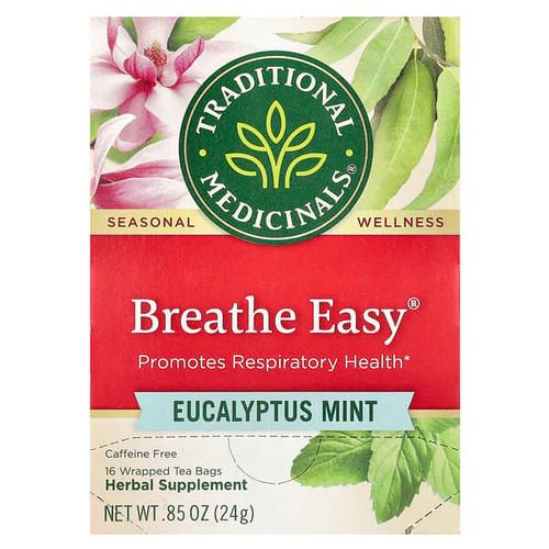 <img alt="Traditional Medicinals, Breathe Easy, Eucalyptus Mint, Caffeine Free, 16 Wrapped Tea Bags, 0.85 oz (24 g)" title="Traditional Medicinals, Breathe Easy, Eucalyptus Mint, Caffeine Free, 16 Wrapped Tea Bags, 0.85 oz (24 g),032917000156"