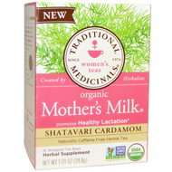 Traditional Medicinals, Womens Teas, Organic Mothers Milk, Shatavari Cardamom, Naturally Caffeine Free, 16 Wrapped Tea Bags, .06 oz (1.8 g) Each