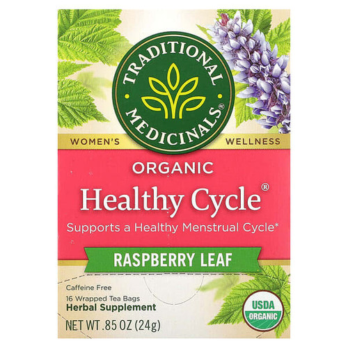 <img alt="Traditional Medicinals, Organic Healthy Cycle, Raspberry Leaf, Caffeine Free, 16 Wrapped Tea Bags, 0.85 oz (24 g)" title="Traditional Medicinals, Organic Healthy Cycle, Raspberry Leaf, Caffeine Free, 16 Wrapped Tea Bags, 0.85 oz (24 g),032917000118"