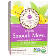 3 PACK OF Traditional Medicinals, Laxative Teas, Organic Smooth Move, Peppermint, Naturally Caffeine Free  Herbal Tea, 16 Wrapped Tea Bags, 1.13 oz (32 g)