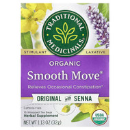 <img alt="Traditional Medicinals, Organic Smooth Move, Original with Senna, Caffeine Free, 16 Wrapped Tea Bags, 1.13 oz (32 g)" title="Traditional Medicinals, Organic Smooth Move, Original with Senna, Caffeine Free, 16 Wrapped Tea Bags, 1.13 oz (32 g),032917000095"