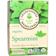 3 PACK OF Traditional Medicinals, Herbal Teas, Organic Spearmint, Naturally Caffeine Free, 16 Wrapped Tea Bags, .85 oz (24 g)