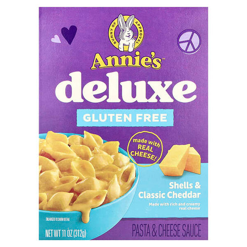 <img alt="Annies Homegrown, Deluxe, Shells & Classic Cheddar, 11 oz (312 g)" title="Annies Homegrown, Deluxe, Shells & Classic Cheddar, 11 oz (312 g),013562610020"