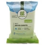 Grab Green, Wet Dryer Sheets, Fragrance Free, 32 Compostable Sheets