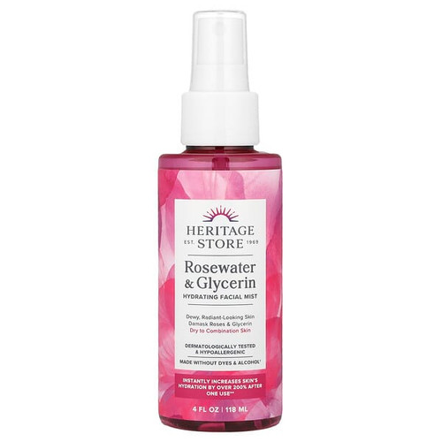 <img alt="Heritage Store, Rosewater & Glycerin, Hydrating Facial Mist, 4 fl oz (118 ml)" title="Heritage Store, Rosewater & Glycerin, Hydrating Facial Mist, 4 fl oz (118 ml),076970446568"