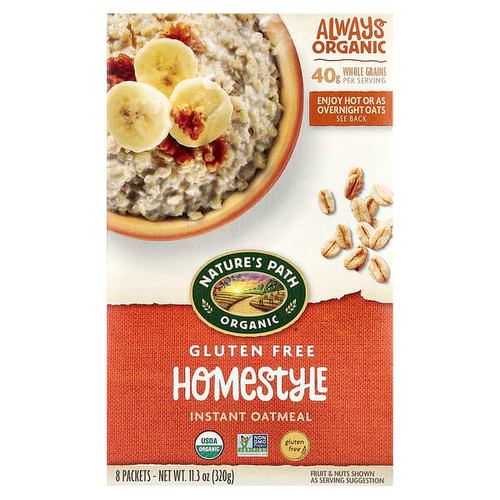 <img alt="Natures Path, Organic Instant Oatmeal, Homestyle,  8 Packets, 11.3 oz (320 g)" title="Natures Path, Organic Instant Oatmeal, Homestyle,  8 Packets, 11.3 oz (320 g),058449450573"