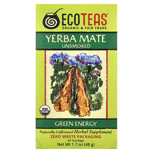 <img alt="EcoTeas, Yerba Mate, Green Energy, Unsmoked, 24 Tea Bags, 1.7 oz (48 g)" title="EcoTeas, Yerba Mate, Green Energy, Unsmoked, 24 Tea Bags, 1.7 oz (48 g),819162004555"