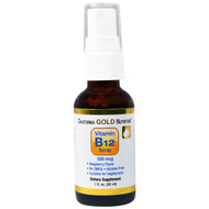 California Gold Nutrition, Vitamin B12 Spray, Alcohol Free, Raspberry, 500 mcg, 1 fl oz (30 ml)