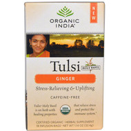 Organic India, Tulsi Holy Basil Tea, Ginger, Caffeine-Free, 18 Infusion Bags, 1.14 oz (32.4 g)