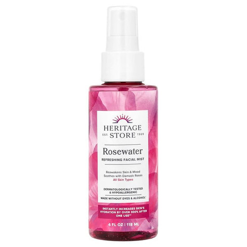<img alt="Heritage Store, Rosewater Refreshing Facial Mist, 4 fl oz (118 ml)" title="Heritage Store, Rosewater Refreshing Facial Mist, 4 fl oz (118 ml),076970446094"