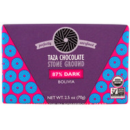 Taza Chocolate, Organic, 87% Dark Stone Ground Chocolate Bar, Bolivia, 2.5 oz (70 g)