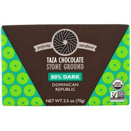 Taza Chocolate, Organic, 80% Dark Stone Ground Chocolate Bar, Dominican Republic, 2.5 oz (70 g)