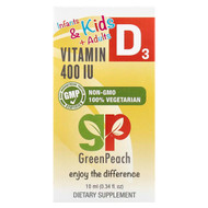 <img alt="GreenPeach, Infants & Kids + Adults, Vitamin D3, 400 IU, 0.34 fl oz (10 ml)" title="GreenPeach, Infants & Kids + Adults, Vitamin D3, 400 IU, 0.34 fl oz (10 ml),860110000211"