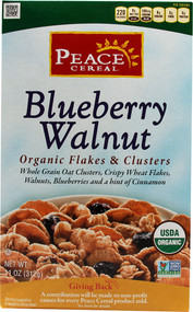 Peace Cereal, Organic Flakes & Clusters,  Blueberry Walnut - 11 oz