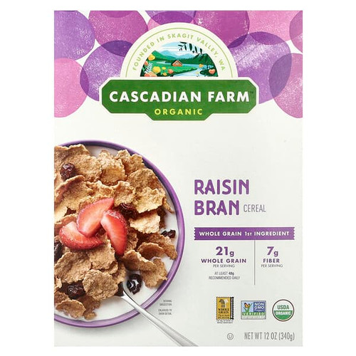<img alt="Cascadian Farm, Organic Raisin Bran Cereal, 12 oz (340 g)" title="Cascadian Farm, Organic Raisin Bran Cereal, 12 oz (340 g),021908455518"