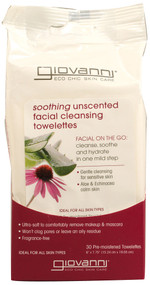 3 PACK of Giovanni Facial Cleansing Towelettes - Unscented -- 30 Pre-moistened Towelettes