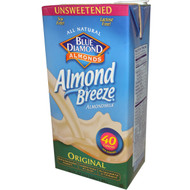 3 PACK OF Blue Diamond, Almond Breeze, Almond Milk, Original, Unsweetened, 64 fl oz (1.89 L)