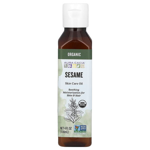 <img alt="Aura Cacia, Organic Skin Care Oil, Sesame, 4 fl oz (118  ml)" title="Aura Cacia, Organic Skin Care Oil, Sesame, 4 fl oz (118  ml),051381906092"