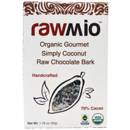 3 PACK OF Rawmio, Organic Gourmet Simply Coconut Raw Chocolate Bark, 1.76 oz (50 g)