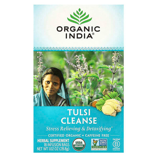 <img alt="Organic India, Tulsi Cleanse Tea, Caffeine-Free, 18 Infusion Bags, 1.02 oz (28.8 g)" title="Organic India, Tulsi Cleanse Tea, Caffeine-Free, 18 Infusion Bags, 1.02 oz (28.8 g),801541507573"