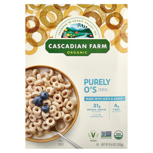 <img alt="Cascadian Farm, Organic Purely Os Cereal, 8.6 oz (243 g)" title="Cascadian Farm, Organic Purely Os Cereal, 8.6 oz (243 g),021908455587"