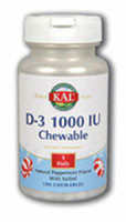 3 PACK of KALKal D-3 Chewable Peppermint -- 1000 IU - 100 Chewables