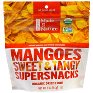 3 PACK of Made in Nature, Organic Dried Mangoes Sweet & Tangy Supersnacks, 3 oz (85 g)