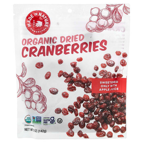 <img alt="Made in Nature, Organic Dried Cranberries, 5 oz (142 g)" title="Made in Nature, Organic Dried Cranberries, 5 oz (142 g),720379504014"
