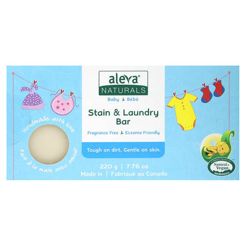 <img alt="Aleva Naturals, Baby, Stain & Laundry Bar Soap, Fragrance Free, 7.76 oz (220 g)" title="Aleva Naturals, Baby, Stain & Laundry Bar Soap, Fragrance Free, 7.76 oz (220 g),624721378127"