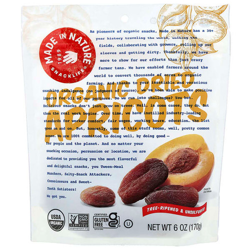 <img alt="Made in Nature, Organic Dried Apricots, Tree-Ripened & Unsulfured, 6 oz (170 g)" title="Made in Nature, Organic Dried Apricots, Tree-Ripened & Unsulfured, 6 oz (170 g),720379501181"