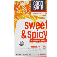 Good Earth Teas, Organic, Sweet & Spicy, Caffeine Free, Herbal Tea, 18 Tea Bags, 1.3 oz (36.9 g)